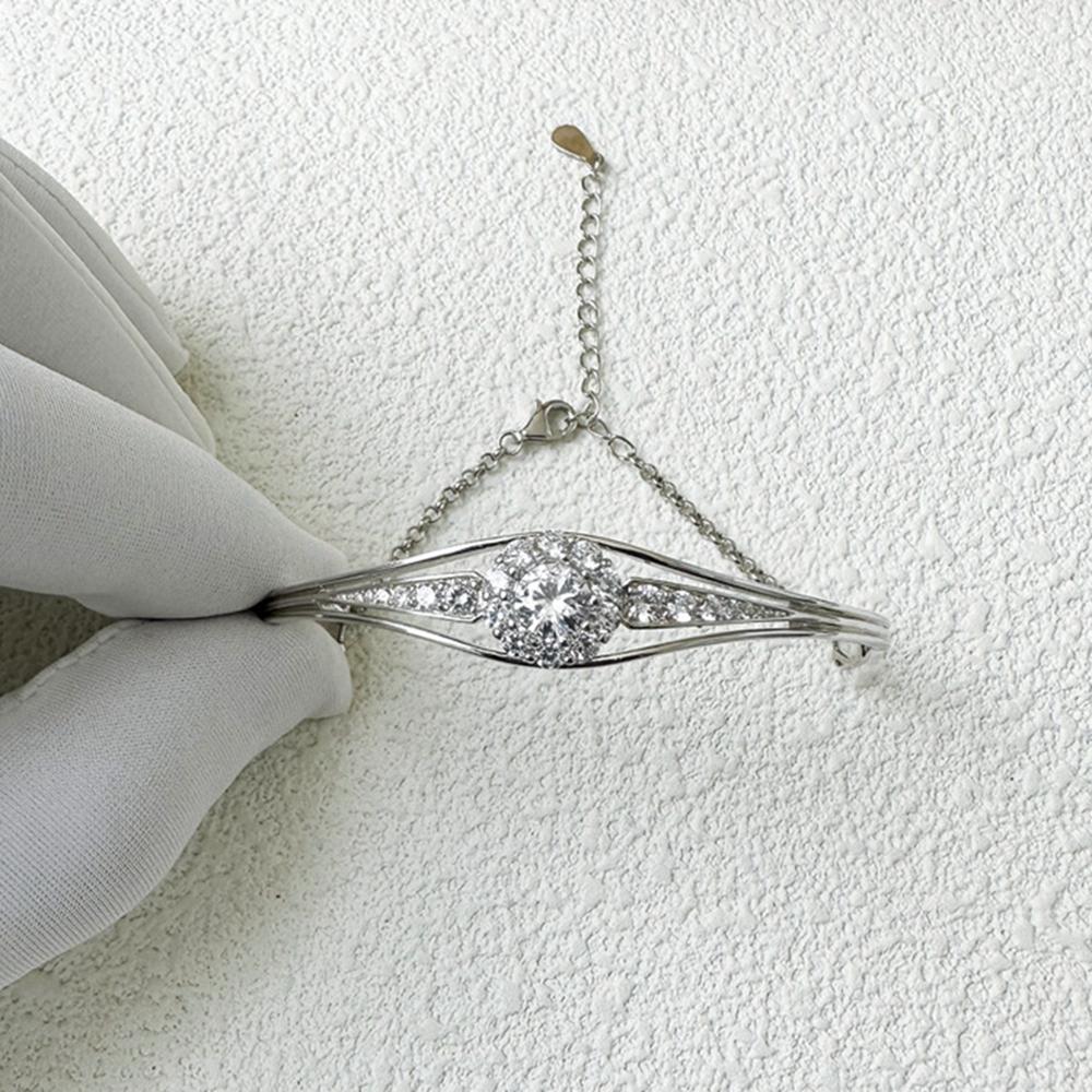 Vinregem Pass Test Diamonds 100% 925 Sterling Silber VVS1 Rundschliff D Farbe 6 MM 0,8 Karat Echte Moissanit-Armbänder Edler Schmuck für Frauen Geschenke