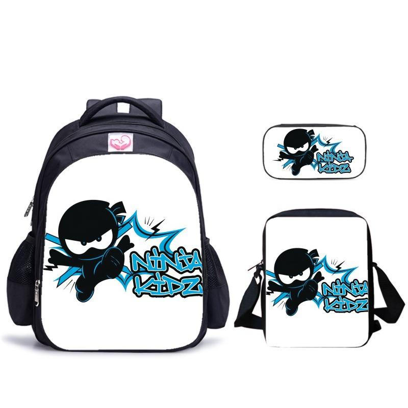 Ninja Kidz Dreiteiliges Schulset, Schultasche Satchel Federmäppchen Aufbewahrungskombination für Jungen und Mädchen
