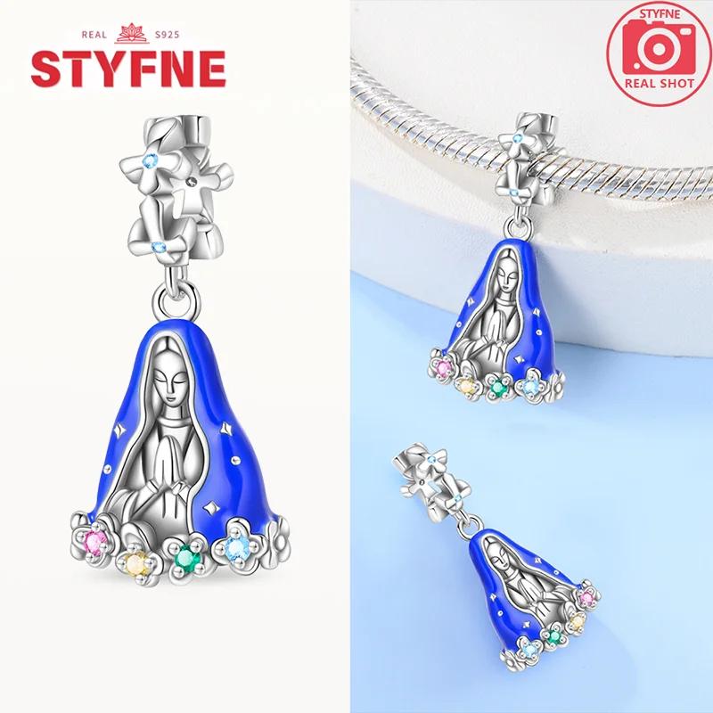 Copperoriginal Our Lady The Virgin Charm Beads Fit Braceletcopper Blue Series Pendant Bead Fine Jewelry For Women Diy