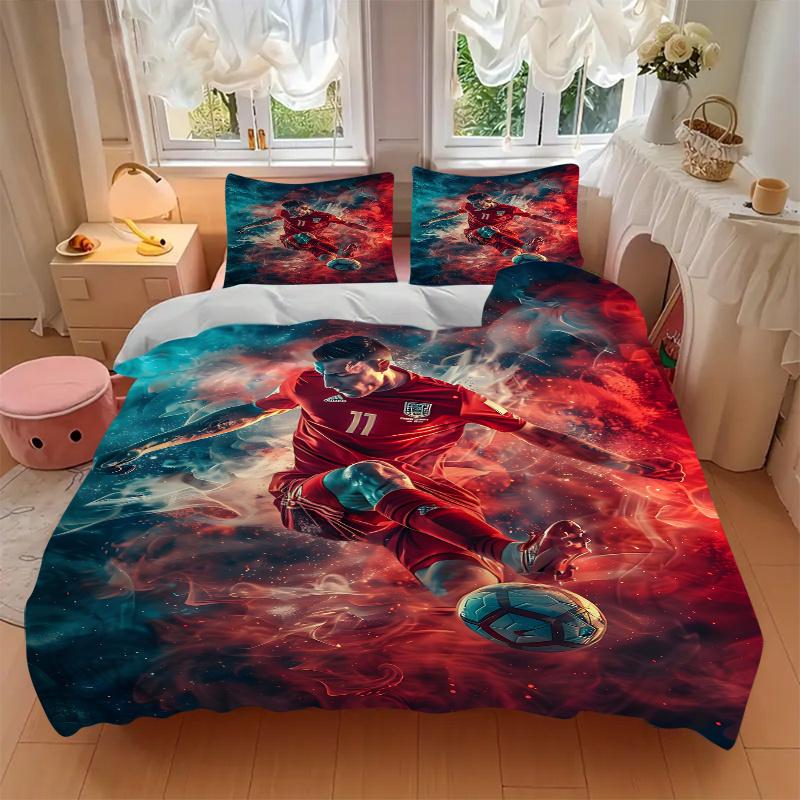3pcs England Football Player Artwork Home Bedding Set-Perfect for Bedroom, Guest Room, Living Room, Hotel Decor-Ideal Gift for Fans, Travele