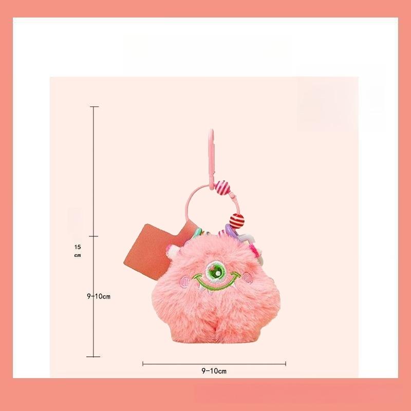 Monster Plüschtier Schlüsselanhänger mit bunter Kette, Kreativer Puppen-Taschenanhänger, Niedliches Geschenk für Kinder Frauen Männer für Rucksack Handtasche