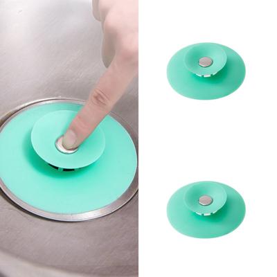 Tampa de Dreno de Silicone Doméstica Push-Down Pacote com 2 Ralo de Pia Flexível Tampão para Ralo de Chão de Cozinha Banheiro