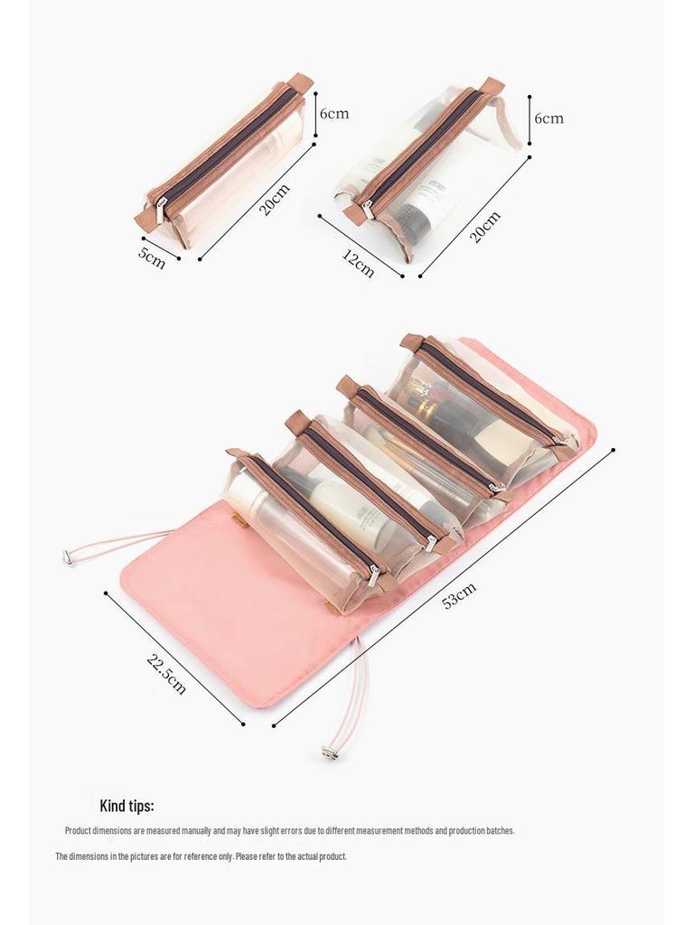 4-in-1 Detachable Makeup Bag: Multifunctional, Foldable, Minimalist Travel Cosmetic & Toiletry Organizer for Women