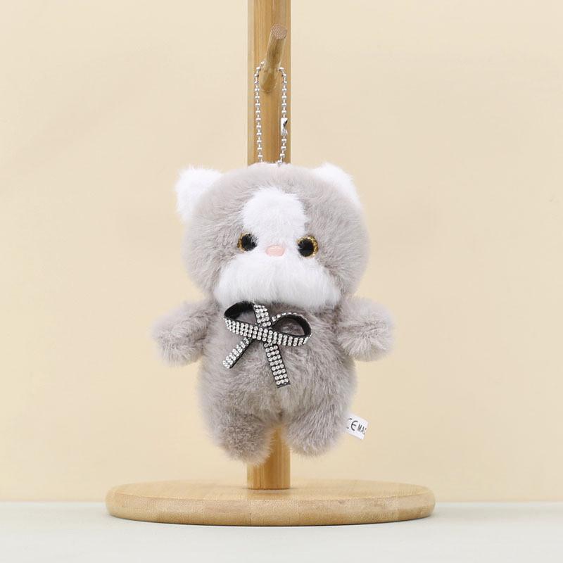 Plush Cat Keychain With Pp Cotton Filling For Cute Bag Decor