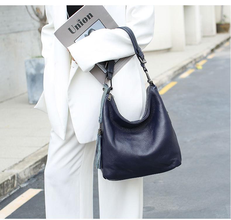 Zency Fashion damska torba na ramię 100% prawdziwej skóry codzienne codzienne zakupy Hobos klasyczna czarna torebka na ramię torby Crossbody