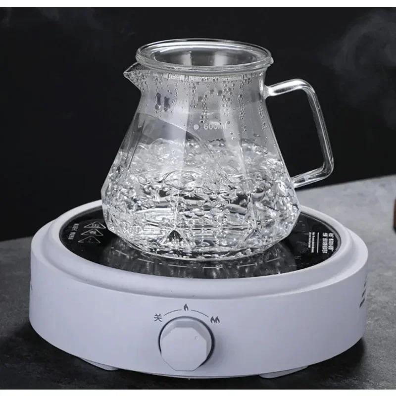 Pour-over Coffee Kettle ,Glass Carafe with Lid Walnut Handle Filter,Drip Coffee Maker Pot for Home Café Restaurant Camping