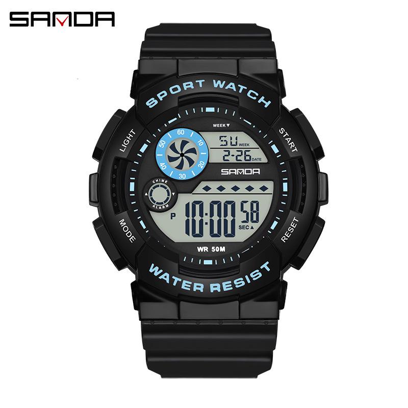 Sanda Unisex Sports Watch - Fashionable, Multifunctional, Waterproof, with Alarm - Ideal for Students and Children