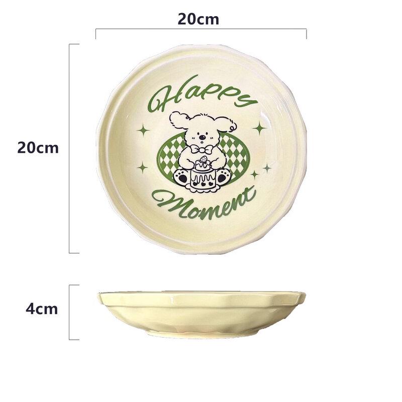 Abay Cartoon Dog 8-inch Enamel Plate Set (4-Pack)