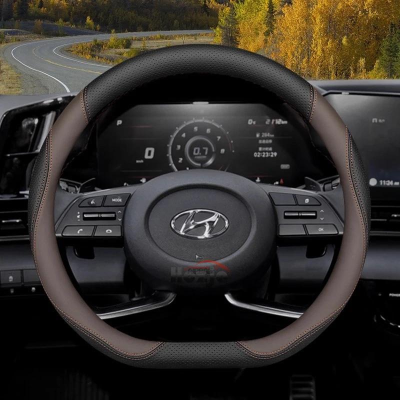 Leather Car Steering Wheel Cover for Hyundai I30 Tucson Nx4 I20 Ix35 Accent I10 Getz Kona I40 Elantra H1 I30n Santa Fe Veloster