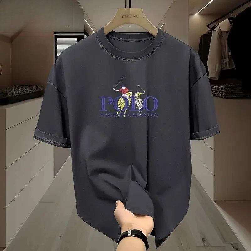 

Лето 2025 Новинка Роскошный бренд Американский Весенне-летний принт Конный Спорт Повседневный Комфорт Спортивная одежда Мужские и женские футболки 4XL