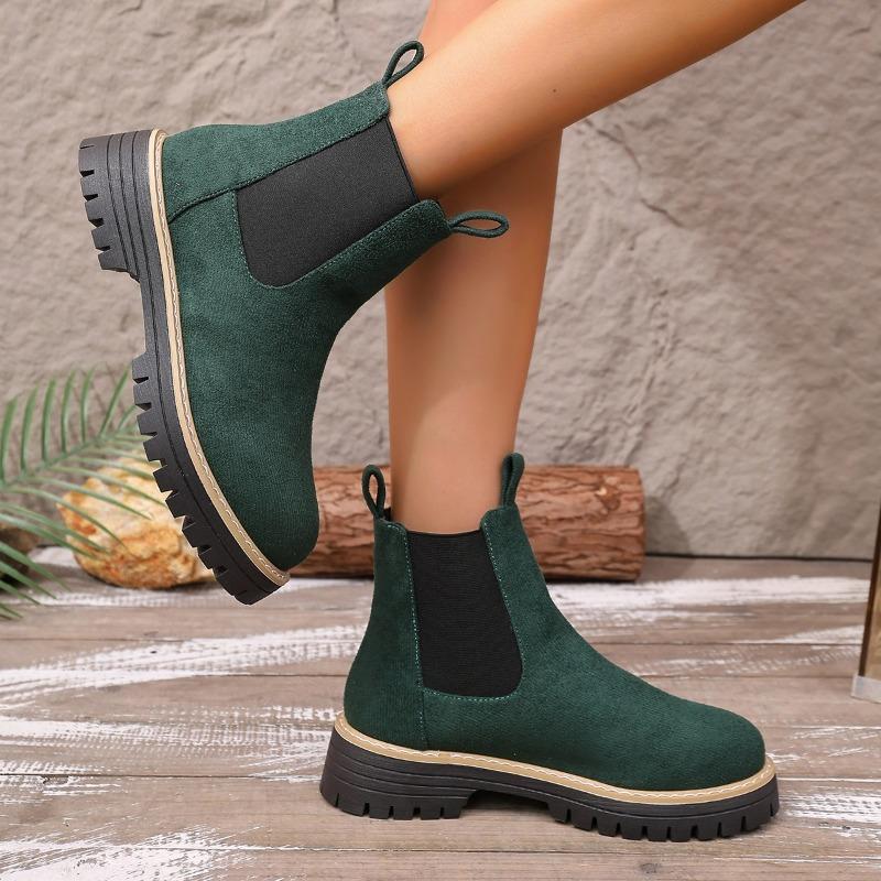 

Зимние хлопковые ботинки Модные с круглым носком Замшевый рукав Платформа Нескользящий блочный каблук Женская обувь 43