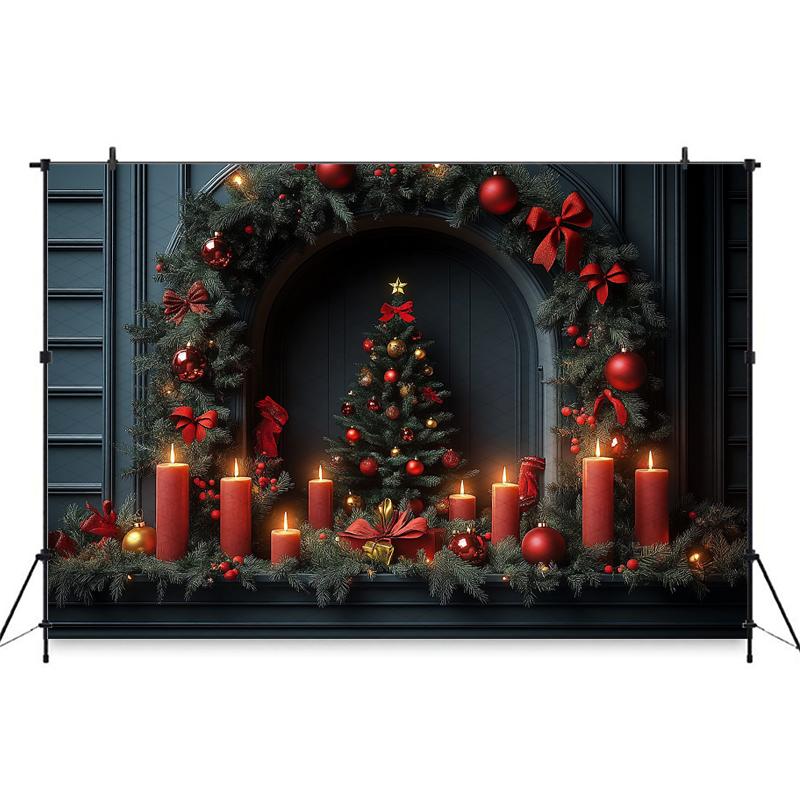 Mocsicka Christmas Tree Backdrop Photography Home Candle Wall Gift Decoration Background Props Studio Wallpaper Banner Photocall