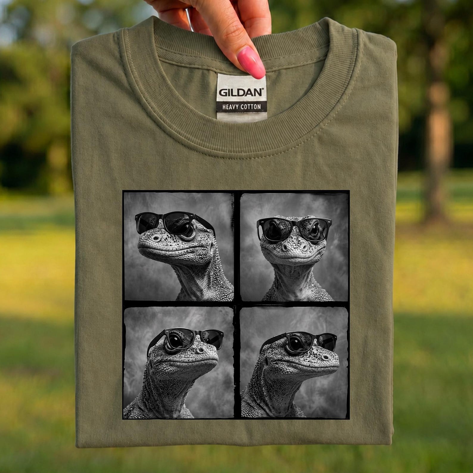 Cool Lizard Sunglasses Shirt, Funny Reptile Photo Collage Tee, Lizard Lover Gift, Exotic Pet Owner T-Shirt, Reptile Fan Apparel S