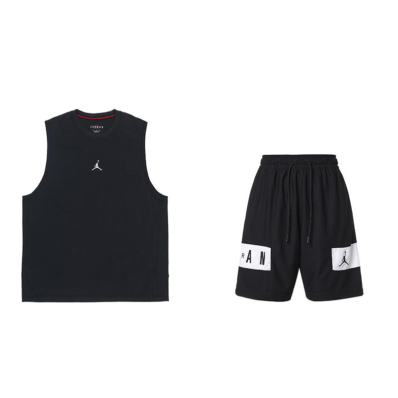 

Jordan Solid Color Breathable Basketball Loose Running Жилет Цвет Блок Быстросохнущие Трикотажные Шорты Для Баскетбола Повседневный Спортивный Комплект DM1828-010+CZ4772-010 S