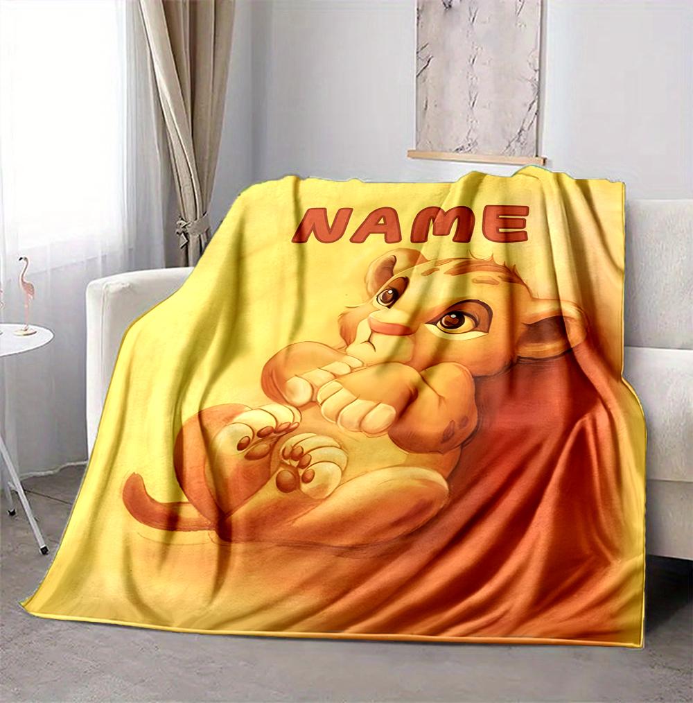 Custom Name Lion Cub Name Flannel Blanket Throw Blanket Soft Warm Sofa Bed home Decor Unique Gift