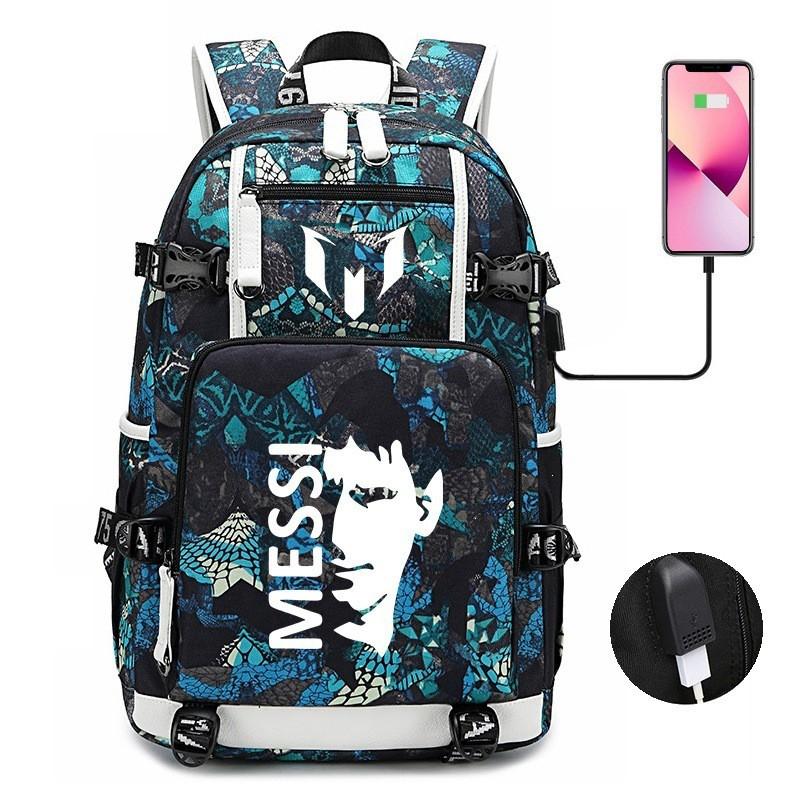Glow-in-the-Dark Soccer Backpack Teens Large Capacity Laptop Bag With Padded Straps Oxford Fabric Trendy Patchwork Design
