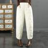 Women's Loose Rhombus‑Quilted Down Cotton Pants Windproof Warm Thick Elastic Waist Casual Winter Trousers