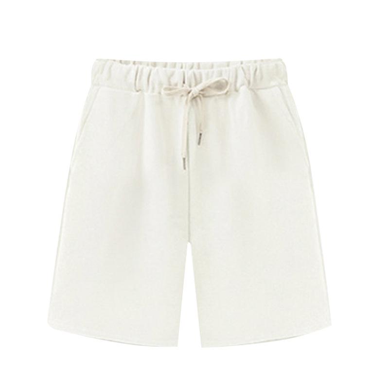 Damen High Waist Einfarbig Lässige Sporthose, Übergröße, Fünf-Punkt-Länge, Kordelzug, Slim Fit