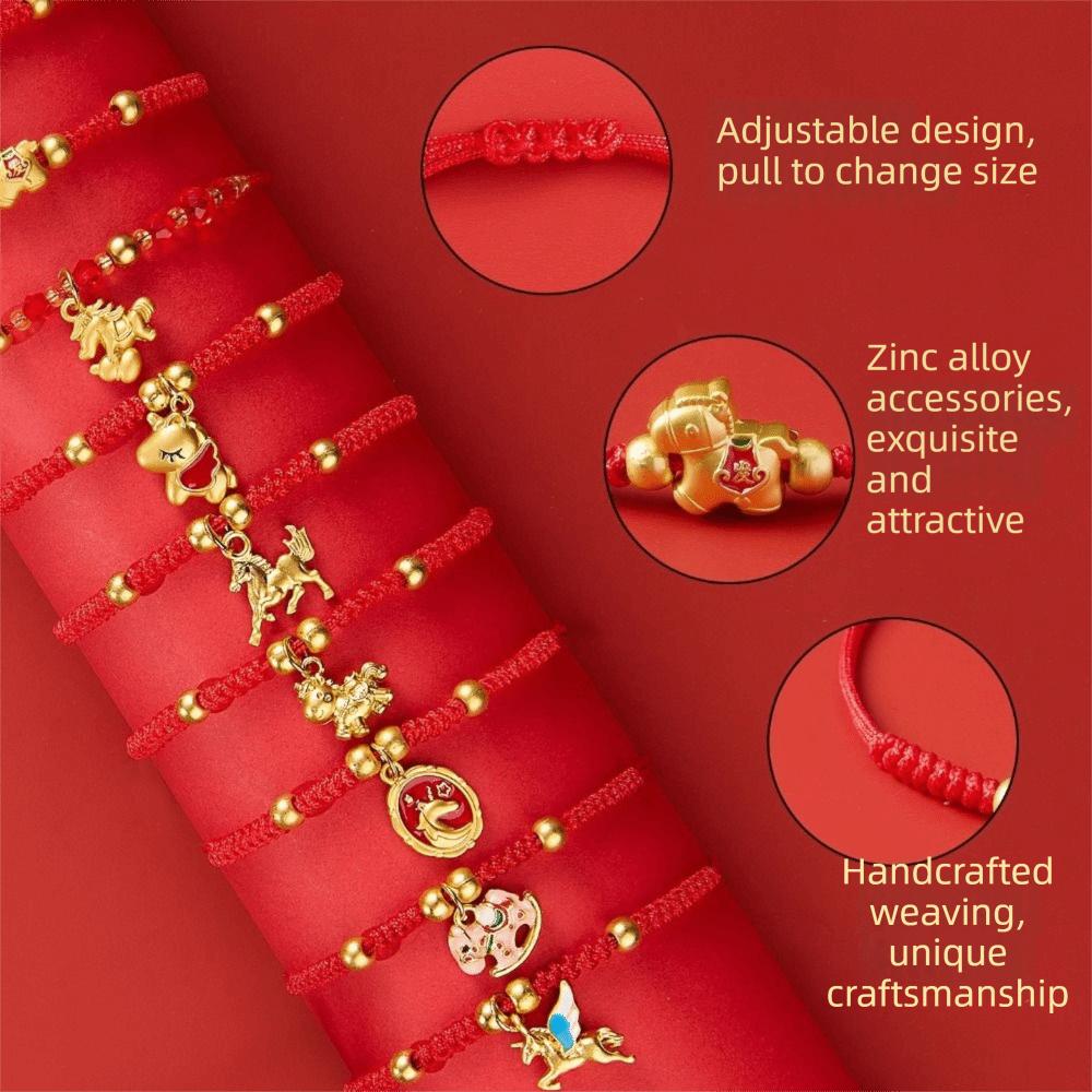 2026 Horse Year Horse Year Bracelet Chinese Style Fortune Bracelet Lucky Pony Red Rope Couple