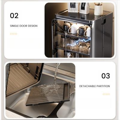 Dustproof Desktop Cup Storage Rack Multi Functional Dish Rack Drain Cup Rack Stackable Cabinet Kitchen Cupboard Bathroom