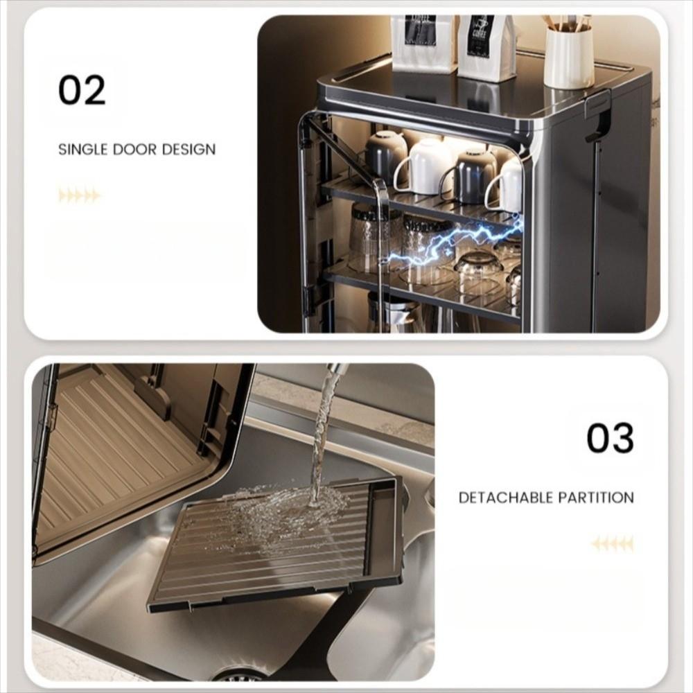 Dustproof Desktop Cup Storage Rack Multi functional Drain Cup Rack Kitchen Cupboard Bathroom