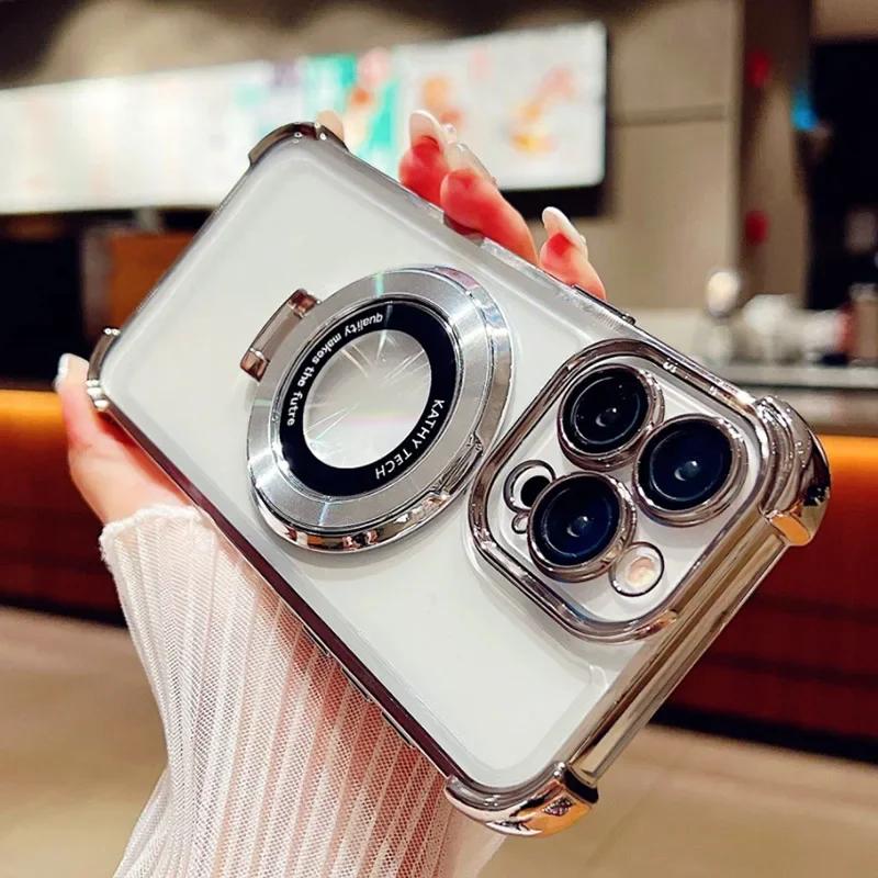 Glitter Plating Magnetic Bracket for Magsafe Case for Huawei Honor X8C X7C X7B X9A X9B X7A X8 X9C 200 Smart Pro Stand Soft Cover