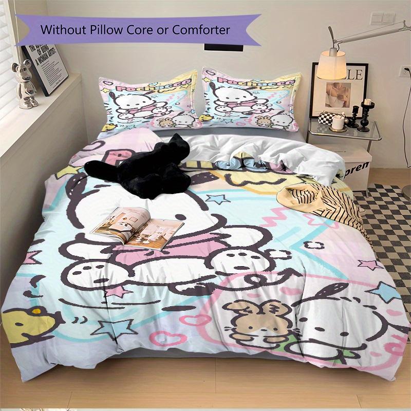 3pcs Idea POCHACCO Three-Piece Patterned Quilt Cover Set - Soft and Cozy Bedroom, Guest Room and Dorm Decorative Bedding 3-Piece Set 1 Quilt Cove