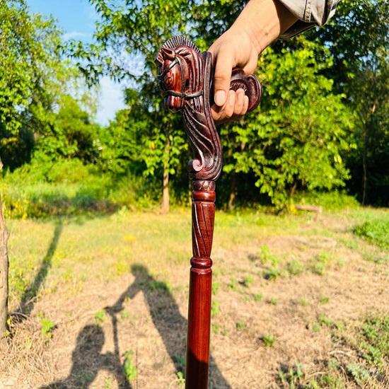 91.44 Cm Walking Cane Grandfather Stick Horse Head Walking Cane For Adult Wooden Walking Stick Christmas Gift