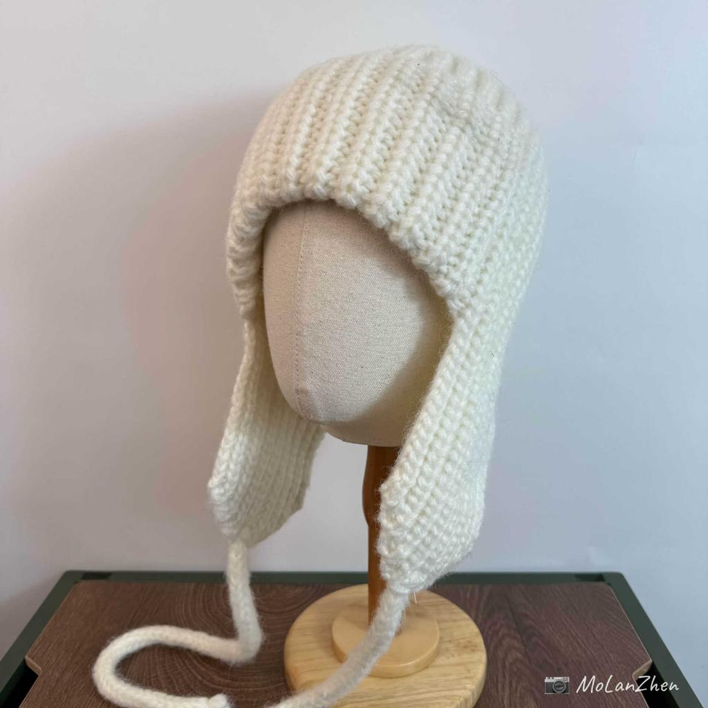 Liu Zhimin Coarse Wool Ear Protection Hat Women's Autumn and Winter Flying Hat Balaclava Hat Shows a Small Face Knitted Lei Feng