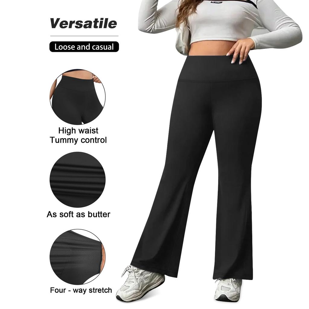 1XL-5XL Plus-Size Yoga Pants with Slightly Flared High-Waisted Slim-Fit Spring/Autumn Bell-Bottom Wide-Leg Yoga Pants