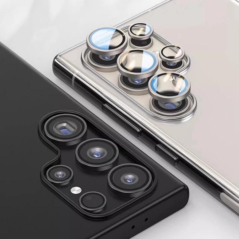 Metal Lens Ring Glass For Samsung Galaxy S24 Ultra S24 Plus Full Cover Camera Lens Protector Glass S23Ultra S23FE Protective Cap