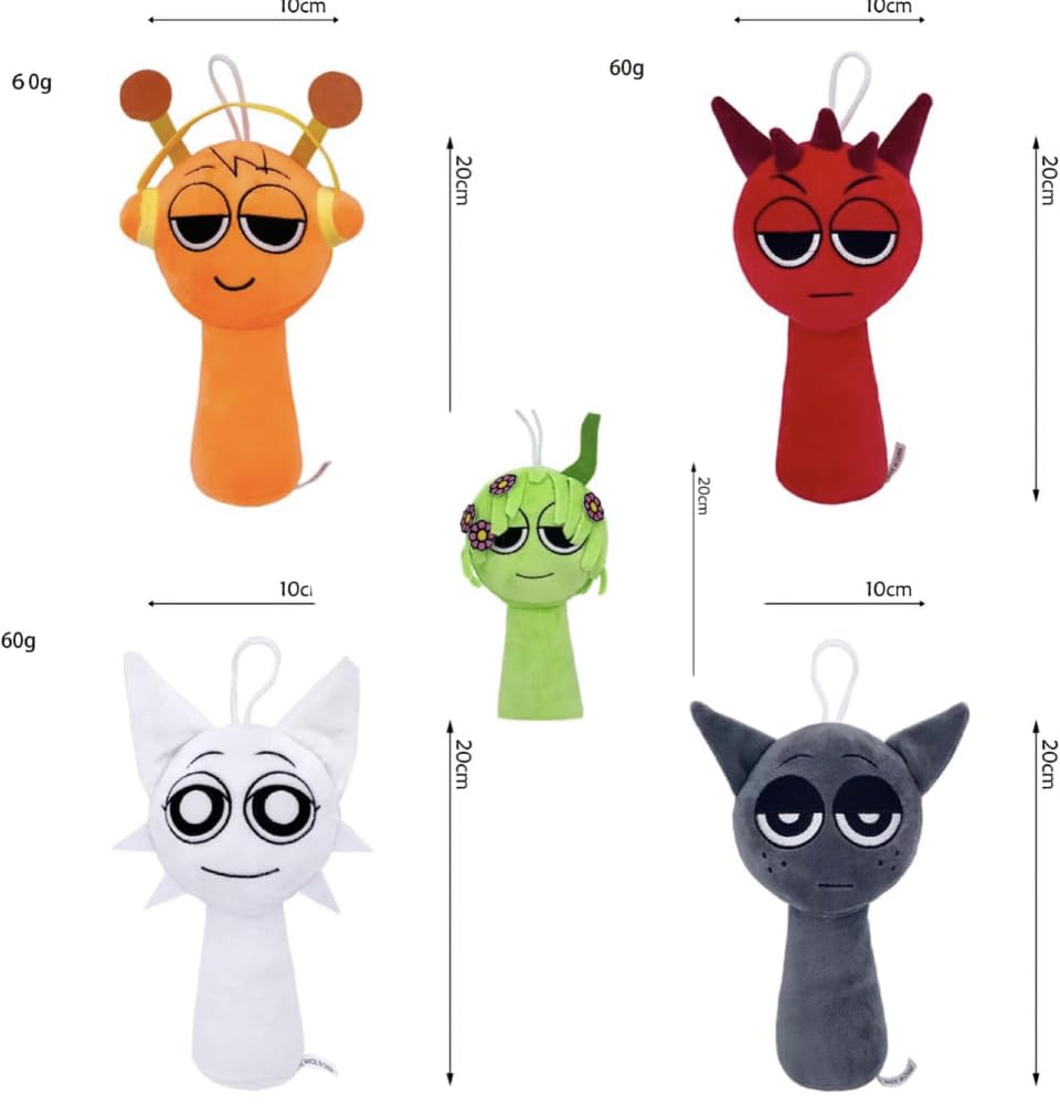 Splanky Plush Doll Set of 5 Goods Doll Singing Monster Characters Wenda Oren, Ladi, Vineria, Gray, (Multicolor (Set A))