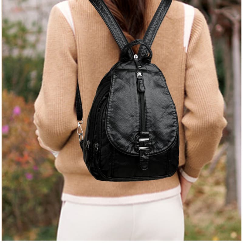 Backpack Casual soft leather schoolbag Travel small backpack
