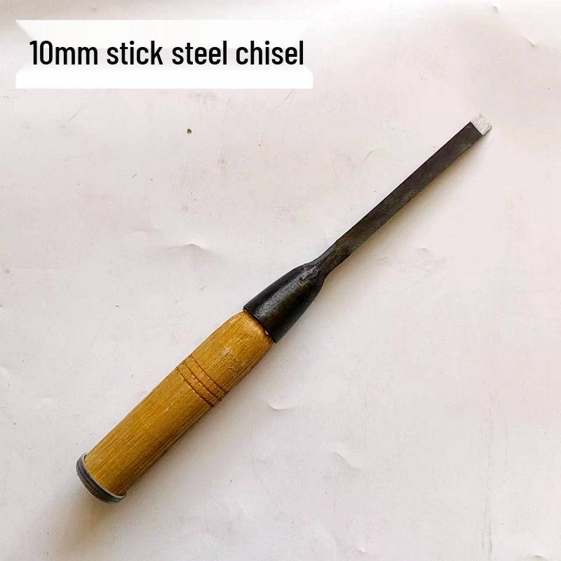 Woodworking Chisels Set: Laminated Steel Mortise, Grooving, Flat, and Heavy-Duty Chisels with Wooden Handles.