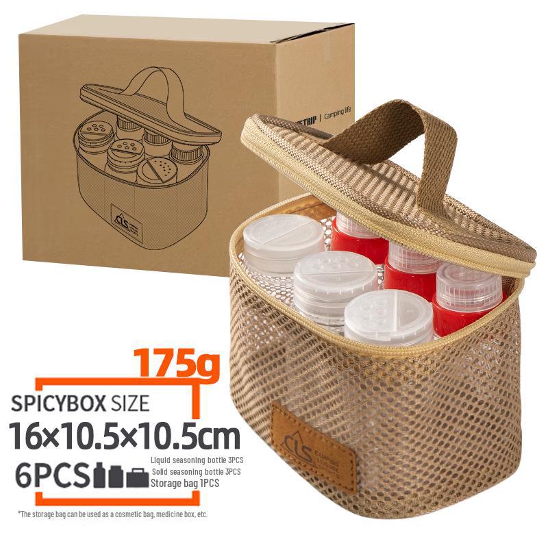CLS Mini Seasoning Bottle Set: Portable 6-Piece Spice Jar for Outdoor Camping, BBQ, and Kitchen Storage