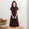 Women's Lyocell-Linen Blend Lapel A-Line Shirt Dress