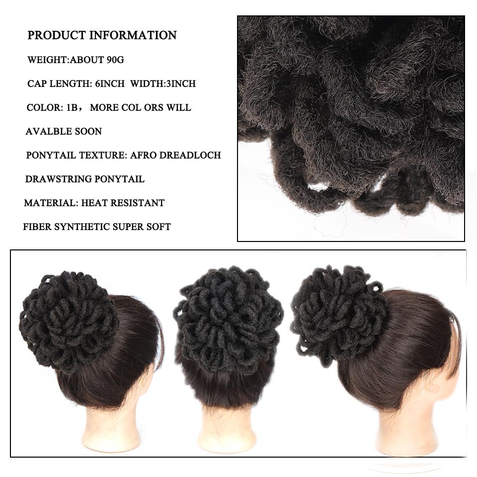 LUPU Moño de pelo Afro sintético para mujeres negras, moño con cordón, coleta de imitación, Clip en cola de poni, piezas de cabello