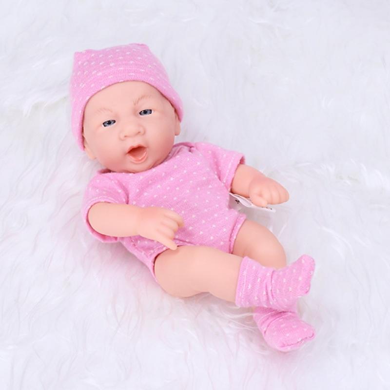 7.87 Inches Reborns Popular Pouting Cute Girl Doll with Knit Sweater Hat Soft Cuddle Doll for Toddler Birthday Gift