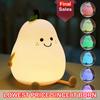 Night Lights for Kids Pear Shaped Cute Silicone Nightlight 7 Colors Dimmable Night Lamp USB Charging for Bedroom Bedside Room