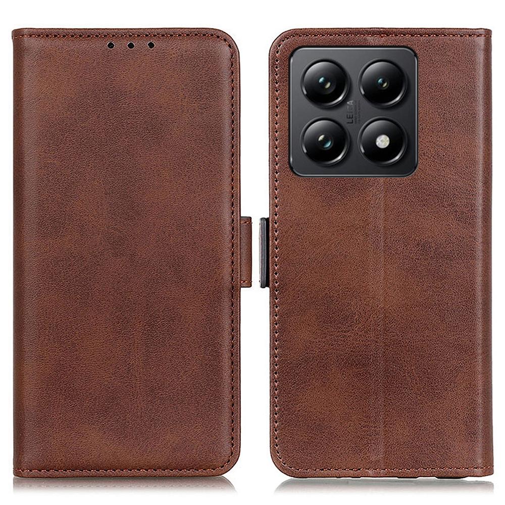For Xiaomi 14T Case Stand Cowhide Texture PU Leather Phone Cover