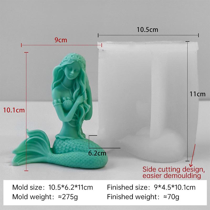 

3D Mermaid Silicone Mold Handmade Aroma Candle Plaster Resin Ornaments Molds DIY Soy Wax Candle Making