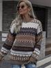 Women's Retro Color Block Christmas Knitted Pullover Sweater