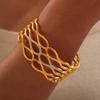 Gold Rhinestone Geometric Multi-layer Titanium Steel Bracelet for Women with Spring Clasp
