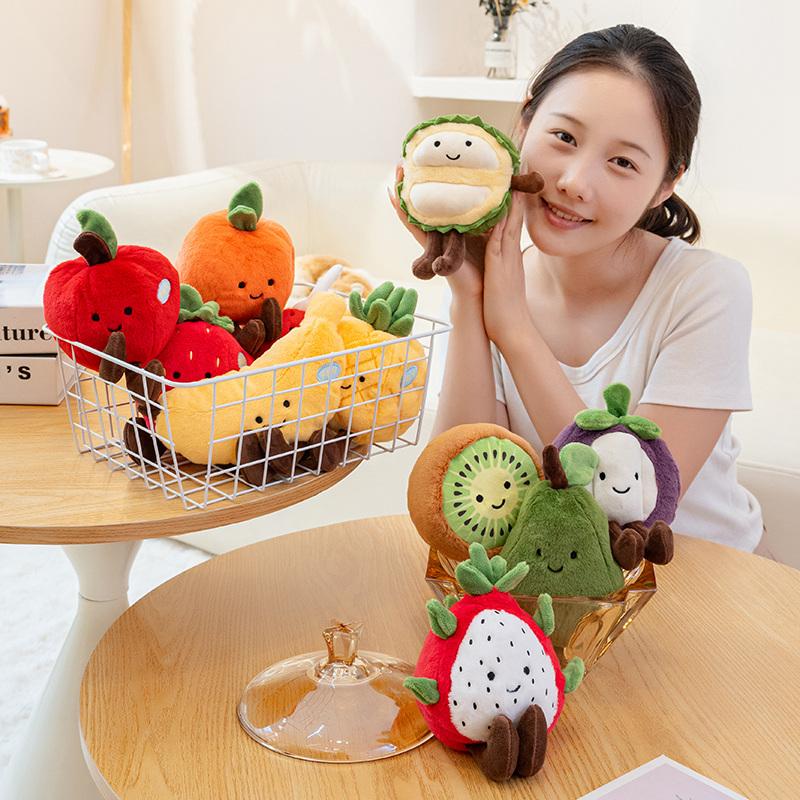 Super Cute Fruit Plush Toy Stuffed Apple Strawberry Watermelon Persimmon Durian Pineapple Plush Doll Soft Pillow Birthday Gift