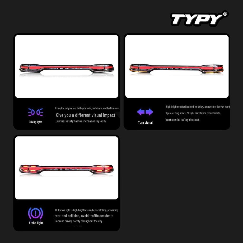 Світлодіодний наскрізний задній ліхтар з динамічним покажчиком повороту для Porsche Macan 2014-2017.