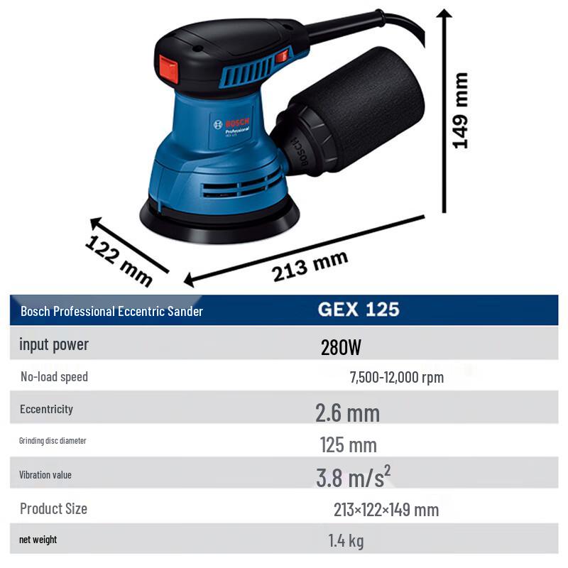 Bosch Professional Random Orbital Sander CN Plug (adapter Included)