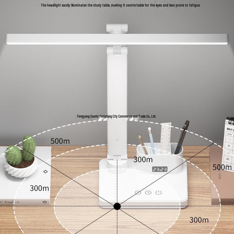 Smart Rechargeable Desk Lamp with Eye Protection and Clock for Students