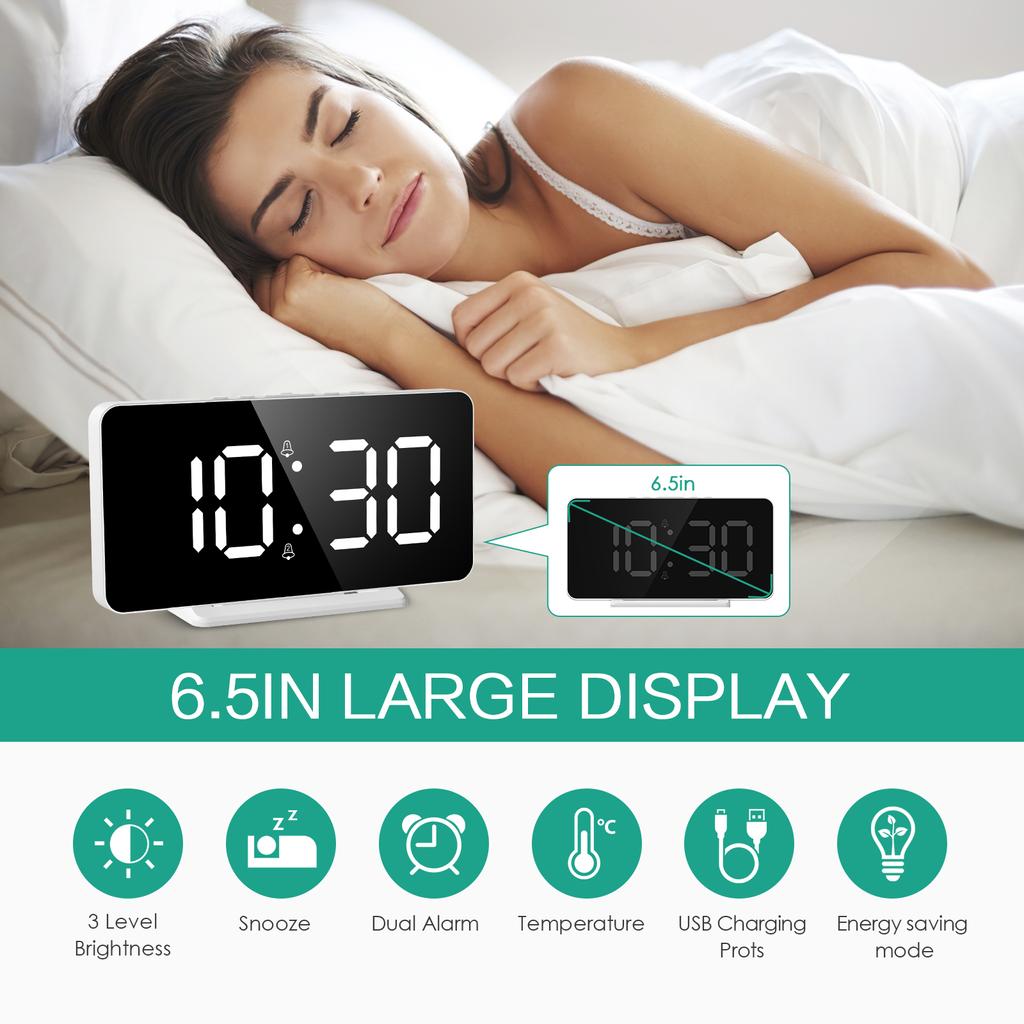 ORIA LED Digital Smart Alarm Clock Watch Table Electronic Desktop Clocks USB Wake Up Clock Snooze USB Wake Up Alarm Home Decor