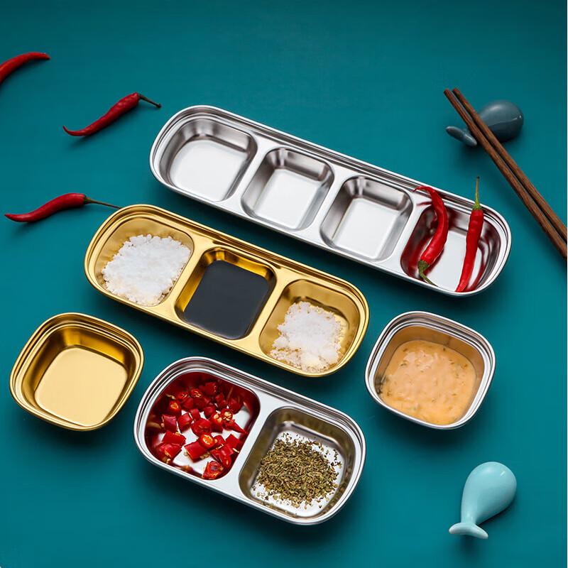 Korean Style 304 Stainless Steel 3-Compartment Dipping Dish