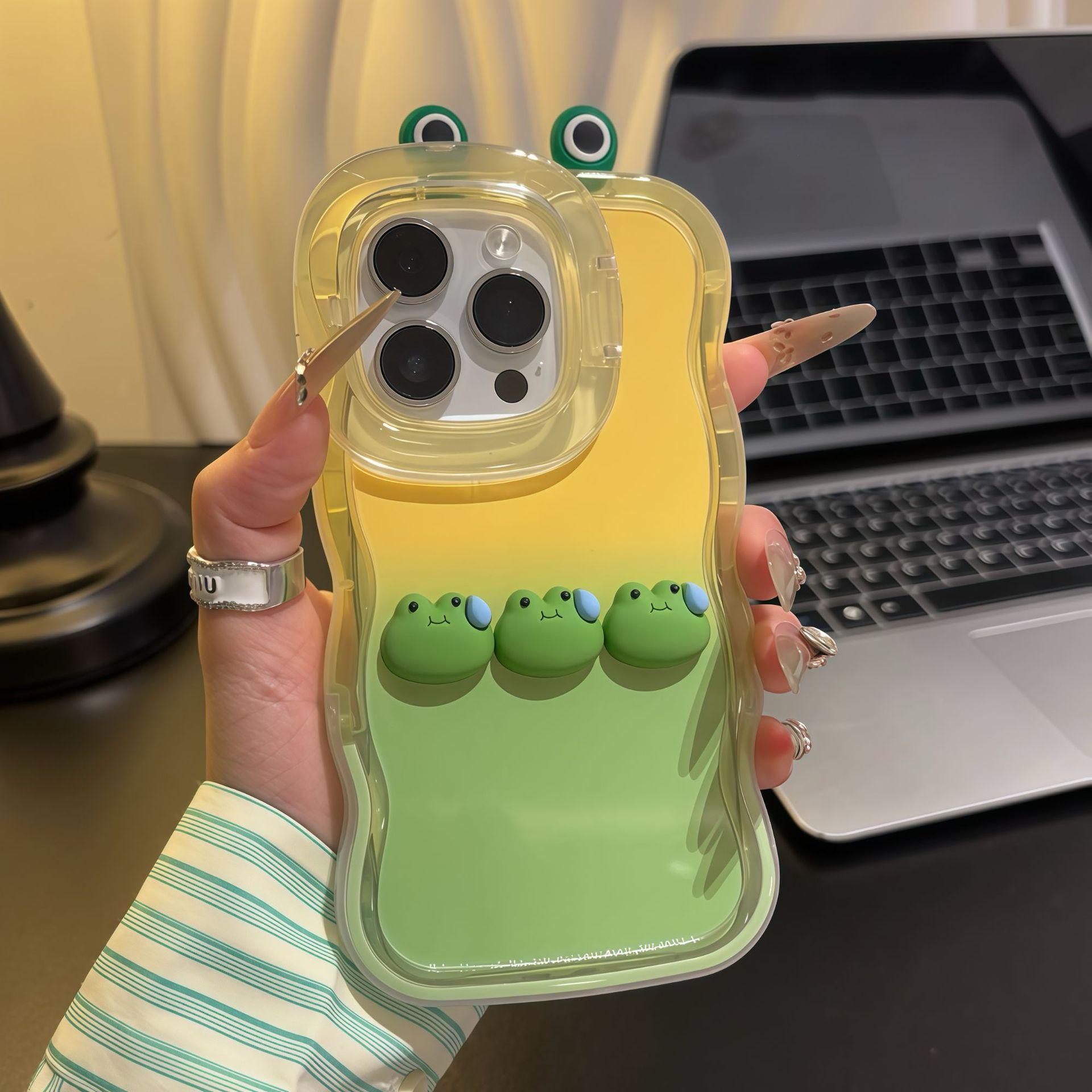 

Yellow Green Gradient Double Stand for Apple 16pro Phone Case for IPhone 14max New 13 All Inclusive 12pro For Apple XR